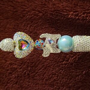 Sparkling Silver and Blue Gem Pen with Cat & Heart